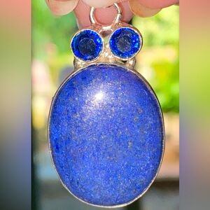 SALE! Lapis Lazuli and Swiss Blue Topaz set in 925 Sterling Silver